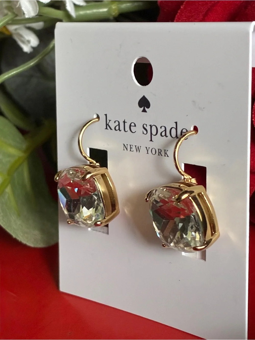 kate spade New York Gold Crystal Drop Earrings - Clear